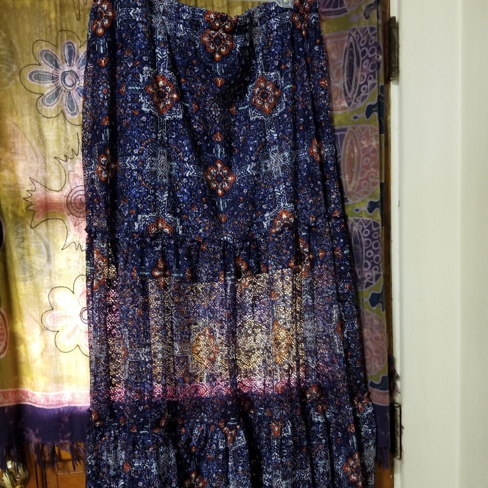 Lace maxi skirt with attached half slip